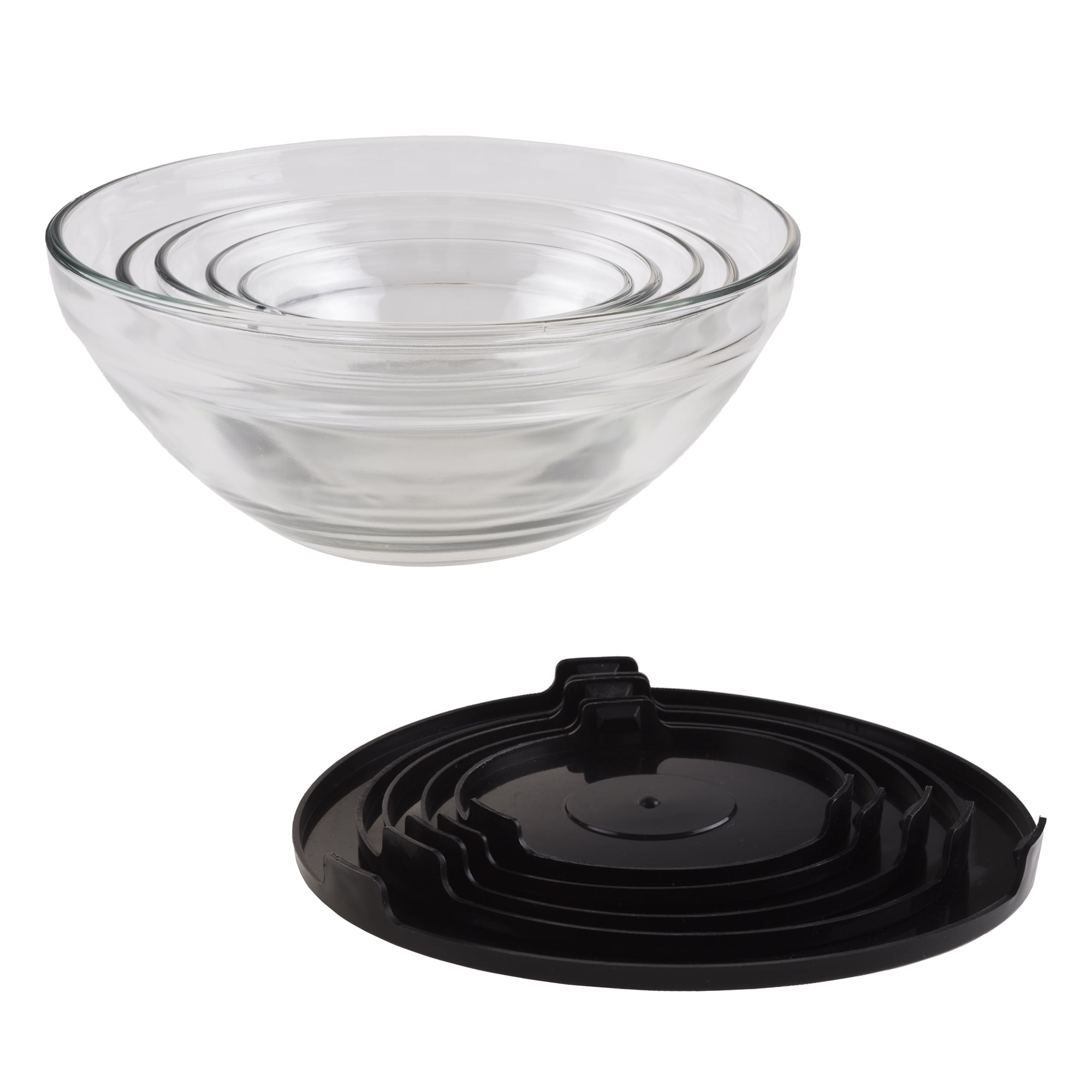 Glass Food Storage Containers with Snap Lids- 10 Piece Set by Chef Buddy (Black)