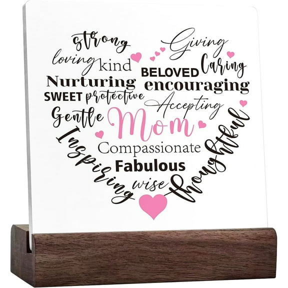 Mom Sign, Mom Love Heart Sign Ceramic Table Sign Desk Decor For Mom Home Bedroom, Mother‘S Day Birthday Gifts For Mom From Daughter Son