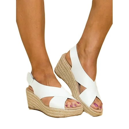 - Womens Wedge Platform Sandals Espadrille Ankle Strap Peep Toe Shoes