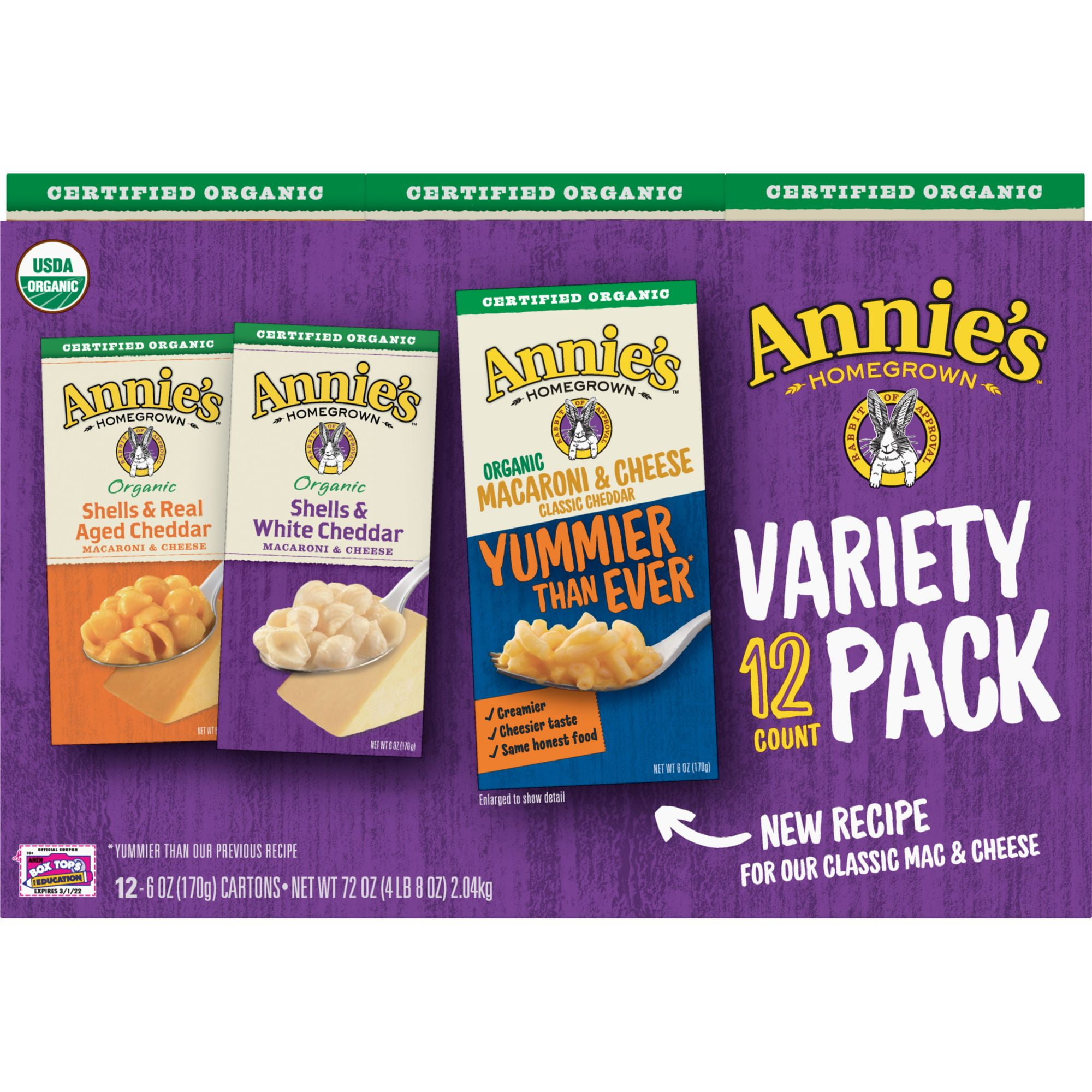 Annies Homegrown Macaroni And Cheese Variety Pack 12 Count. 6 oz