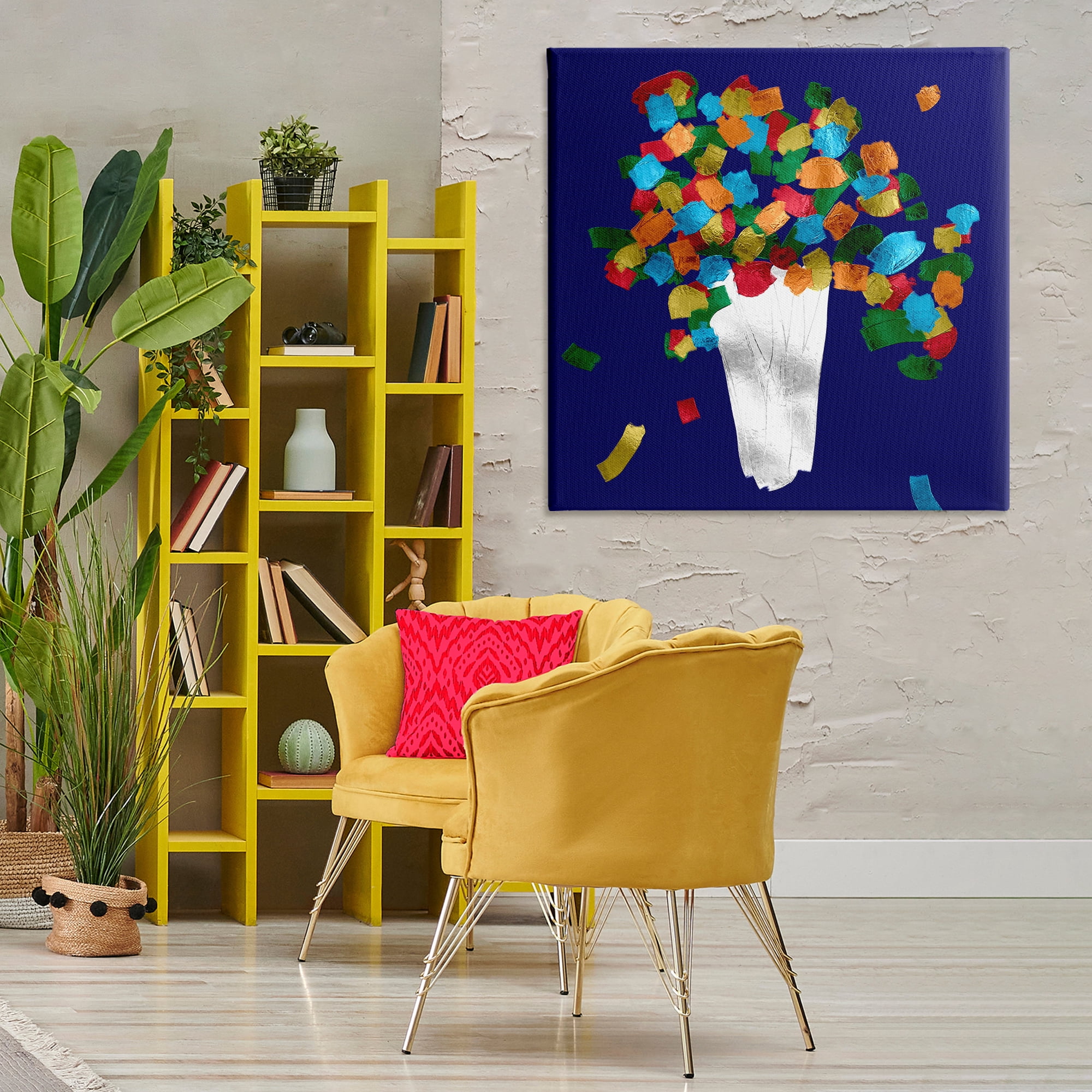 Stupell Industries Abstract Flower Vase Botanical & Floral Painting Gallery Wrapped Canvas Art Print Wall Art, 36 x 36