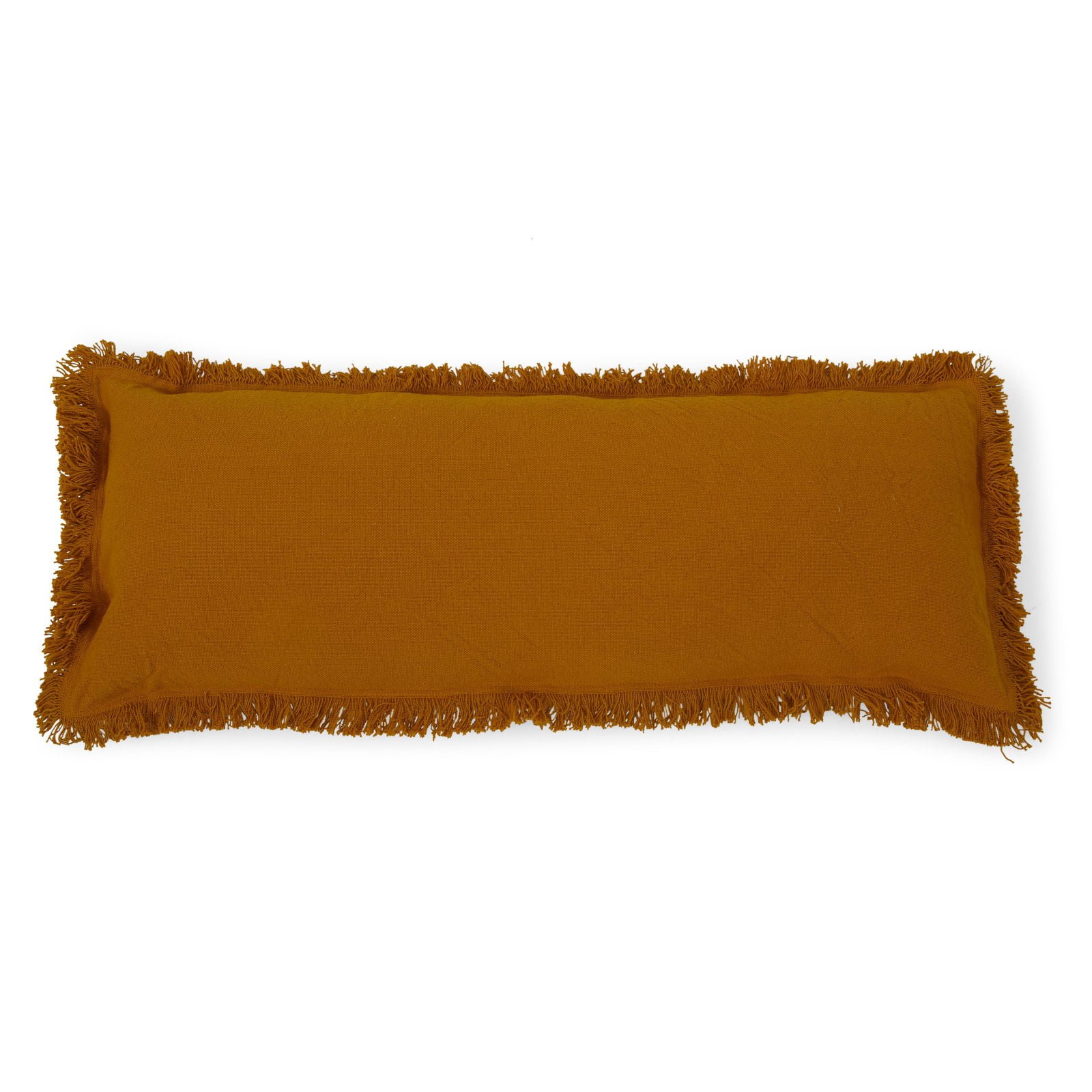 Sprinkle & Bloom Mustard Yellow Rectangle Lumbar Pillow with Fringe