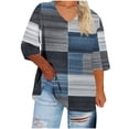 thumbnail image 2 of Jsaierl 3/4 Sleeve Tops for Women Plus Size V Neck Shirts Fashion Graphic Petite Blouses Work Elegant Tunic Top S-5XL, 2 of 4