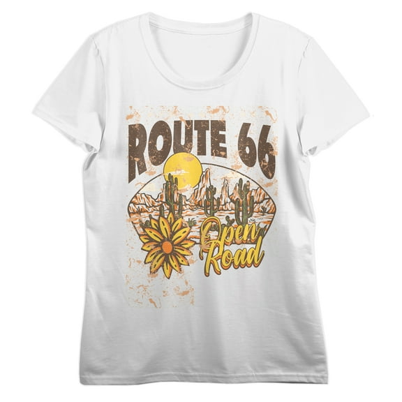 Route 66 Open Road Women's White Short Sleeve Tee-Medium