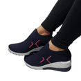 thumbnail image 3 of Womens Fashion Platform Trainers Ladies Sneakers Slip On Walking Gym Shoes Navy Blue 7.5, 3 of 3