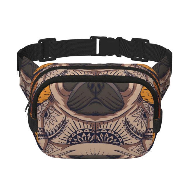 Disketp Pug dog Yoga Riñonera de Doble Capa, Bolsa de Cintura Ajustable para Viajes, Correr y Senderismo, Riñonera Ligera para Hombre y Mujer