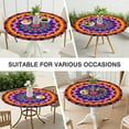 thumbnail image 7 of Colorful Tie Dye Peacock Mandala Pattern Round Fitted Tablecloth with Elastic Edge,Dining Table Cover Waterproof,Outdoor Round Tablecloth for Camping,Dining,Indoor and Outdoor, 7 of 7