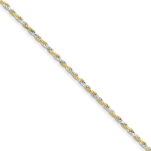 925 Sterling Silver Solid Polished 2.5mm Yellow Rope Chain Bracelet 7 Inch Lobster Claw - Identification Bracelet for Wo