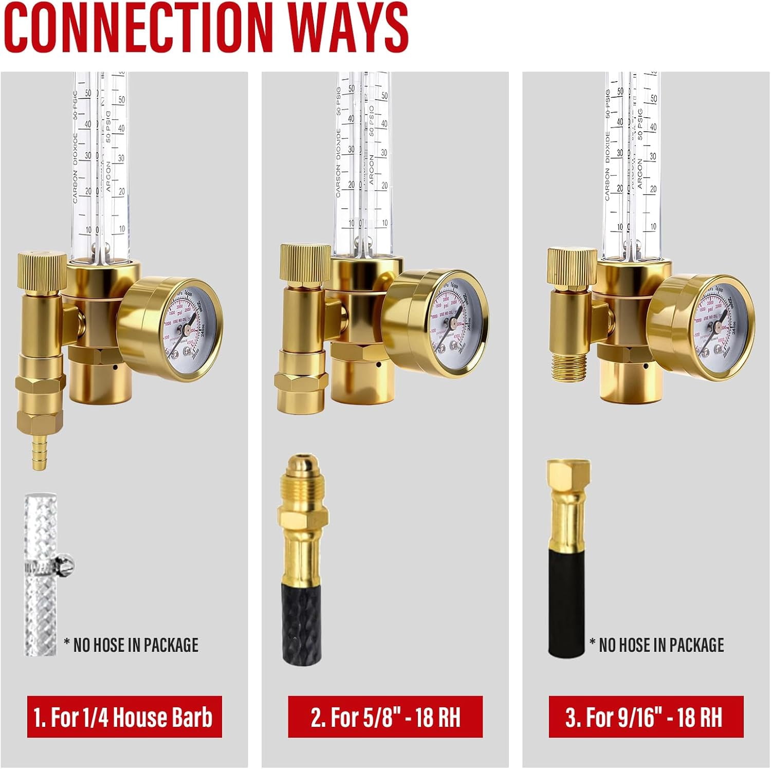 CO2 Argon Regulator Argon Flow Meter Gas Regulator Gauge for Mig Tig Weld with 10FT Gas Hose Welding