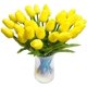 thumbnail image 4 of flores de tulipanes artificiales de tacto real, tulipanes amarillos falsos de Holanda, ramo de tulipanes de poliuretano, flores de látex para boda, fiesta, oficina, hogar, cocina, decoración (amarillo) Sailing Electrónica, 4 of 4