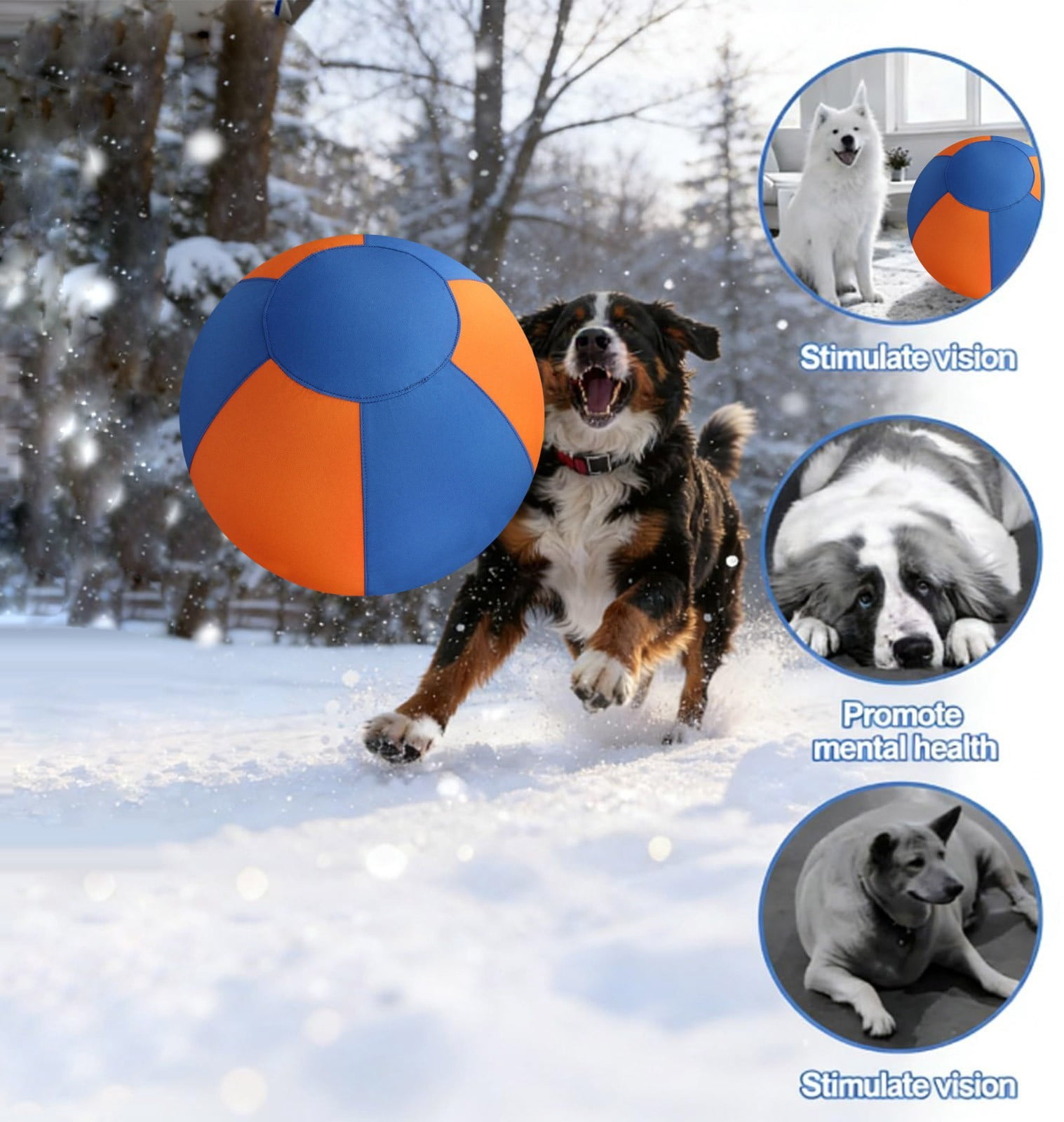 Calming Jumbo Dog Ball Inflatable Herding Exercise Toy Durable Tear Resistant Interactive Training Ball with Handle Cover Pump for Medium Large Dogs 18 Inch
