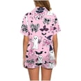 thumbnail image 7 of XIYON Halloween Pajamas Set for Women Ghost Print Short Sleeve Sleepwear Soft Button Down Loungewear Two-Piece Pjs Sets for Holiday Party, 7 of 7