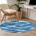 thumbnail image 5 of Ocean Waves Round Living Room Rugs 3.3 ft, Blue Sea Water Nautical Nature Scenery Washable Area Rug with Non-Slip Sturdy Edge Binding Round Front Door Mat Floor Carpet for Entryway, 5 of 9