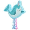 Small Narwhal Pull String Pinata, Under The Sea Party Decorations, 16.5 X 12.3"