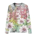thumbnail image 4 of T-shirts à Manches Longues pour Femmes, Col Ras du Cou, Tuniques à Imprimé Floral, Hauts Doux Décontractés, Blouse Coupe Ample, 4 of 5