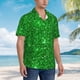 thumbnail image 3 of Fotbe Green Glitter Camisa Hawaiana para Hombre Unisex – Camisa Casual de Verano con Botones de Manga Corta de Algodón y Lino,Small, 3 of 7