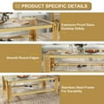 thumbnail image 4 of 47" Modern Glass Coffee Table, Rectangle 2-Tier Center Table with Stainless Steel Frame & 8mm Clear Tempered Glass for Living Room, Office, 4 of 8