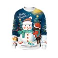 thumbnail image 2 of IROINNID Deals Crew Neck Pullover Sweatshirts Casual Christmas Clothing Loose Tops Christmas Day Long Sleeve Graphic Print Sweater,Blue, 2 of 3