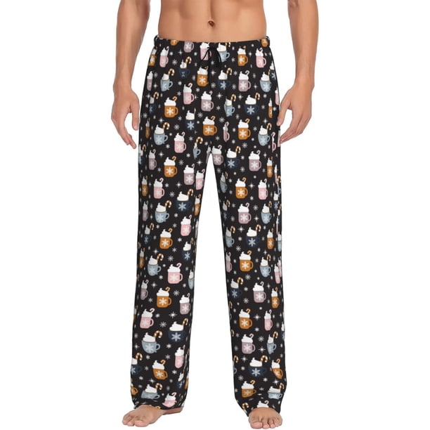 Balery Snowflake Cream Hot Cocoa Pantalones de pijama para hombre, pijama ultraligero, pantalón de descanso-3X-Large