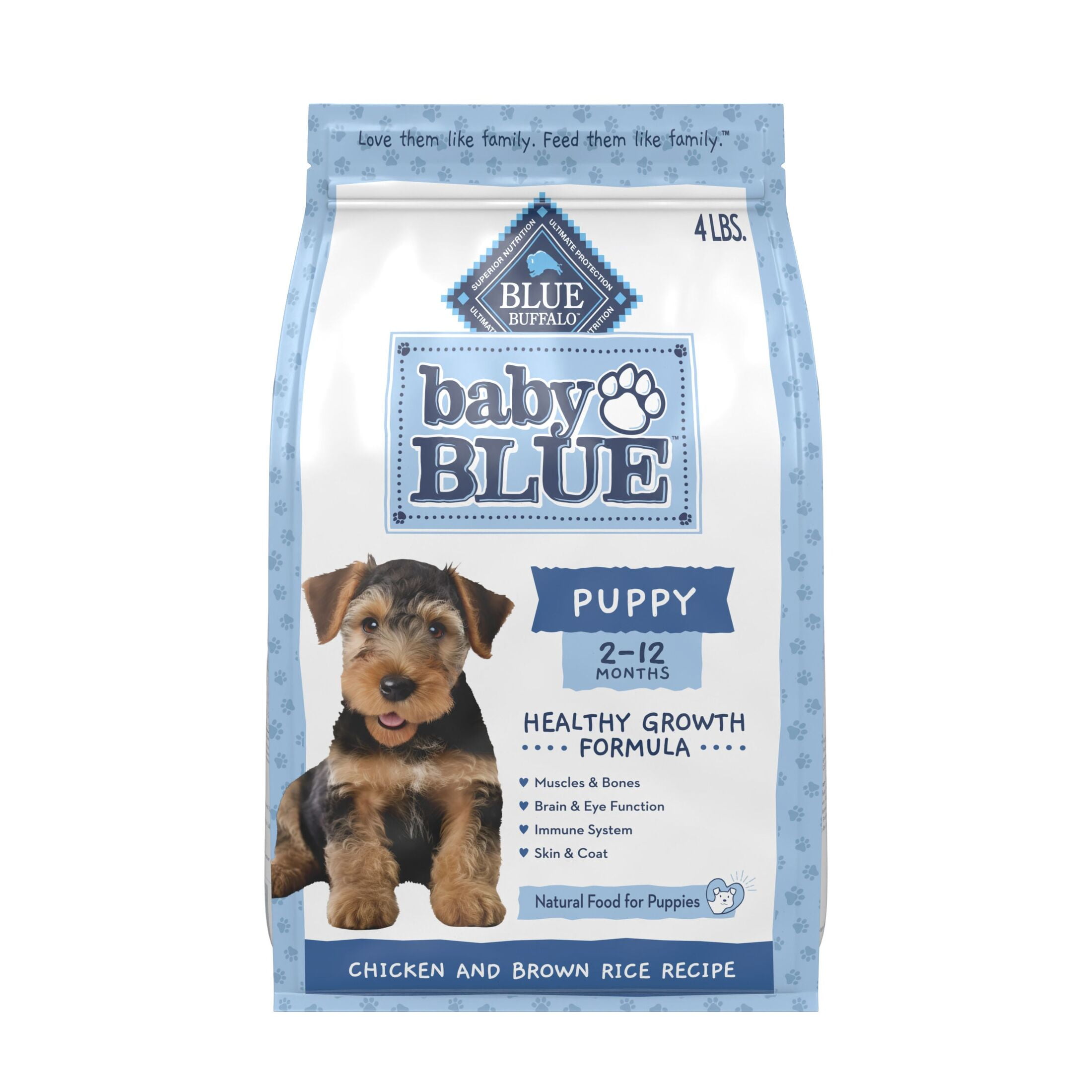 (4 pack) Blue Buffalo Baby BLUE Healthy Growth Puppy Dry Food, Chicken, 4-lb Bag