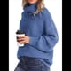 thumbnail image 3 of Suéter de Cuello Alto, Larga, Estilo Globo, Liso, para Mujer, para Invierno y Otoño. Azul S, 3 of 6