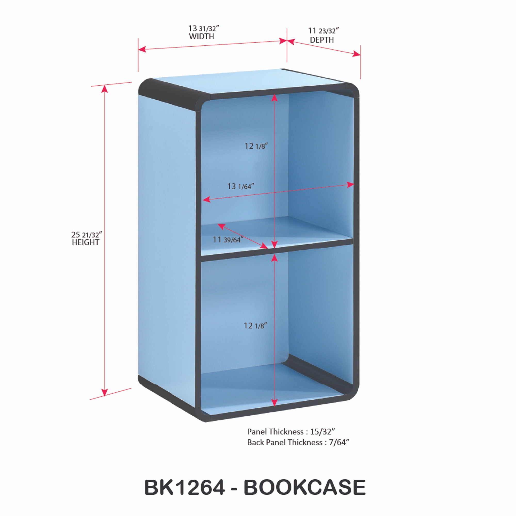 Kings Brand Furniture Dothan 2-Tier Cube Open Bookcase - Space Saving Storage Shelf Organizer Bookshelf, Light Blue