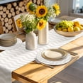 thumbnail image 4 of Cream Moire Round 15 Inch Placemats Set of 2, Water Ripple Stripe Farmhouse HeatResistant Non Slip Place Mats for Dining Table, Wipeable Braided Kitchen Table Mats for Housewarming, 4 of 9