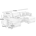 thumbnail image 5 of 114'' Oversized Modular Cushion Sofa with Portable Ottoman, L-Shaped Corner Spacious Sectional Sofa Set, 25'' Deep Seating, for Home Apartment Living Room, Beige, 5 of 9