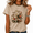1-Brown, variant on Women's Cute Night Owl Graphic Shirts Crewneck Short Sleeve Washed Distressed Retro Tops Trendy Floral Print Tees