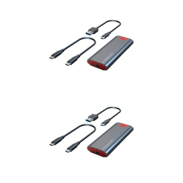 Sidaley M.2 NVMe SSD Enclosure Case Gen2 HDD Box Ligero USB-C Adaptador externo M2 sin herramientas Disco duro Gris Cable doble Gris con Doble Cable 2Conjunto
