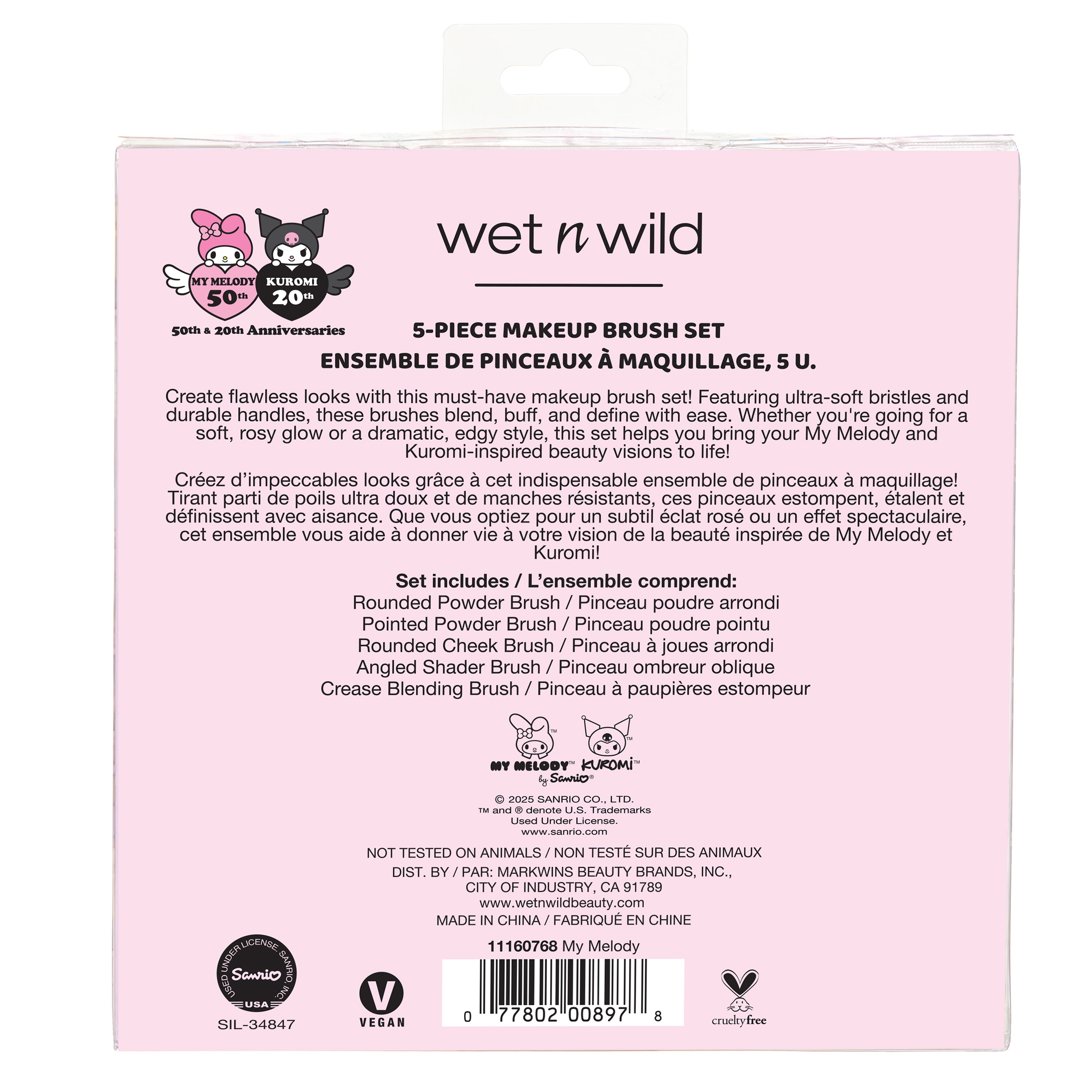 Wet n Wild x My Melody & Kuromi, Anniversary 5-Piece Makeup Brush