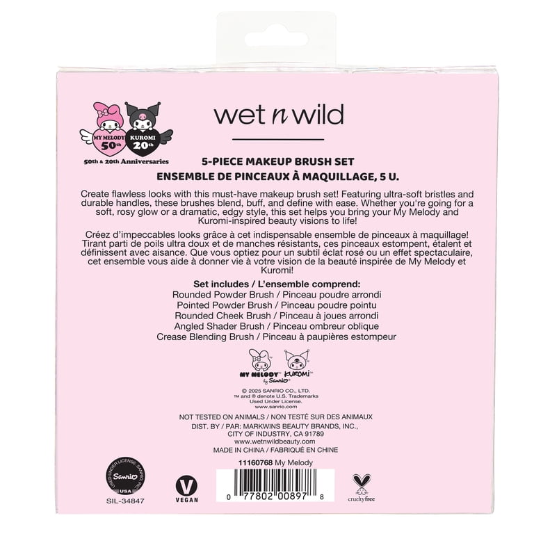 Wet n Wild x My Melody & Kuromi, Anniversary 5-Piece Makeup Brush