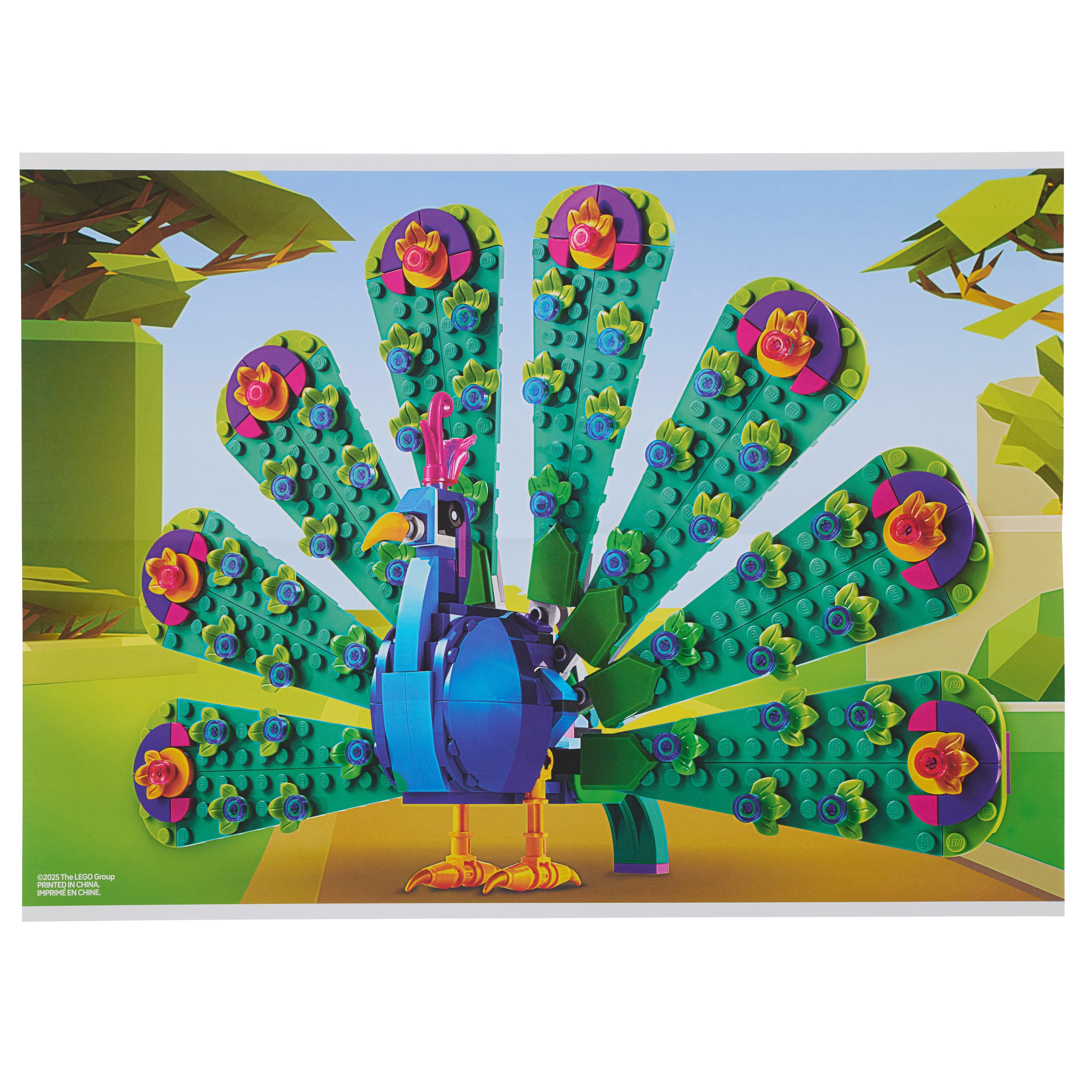LEGO® Creator Peacock Puzzle (500 pieces), 21.25 x 15 Inches, Featuring a Colorful Peacock Design, Textured Jigsaw Puzzle with Poster, for Kids and Adults, Ages 8+
