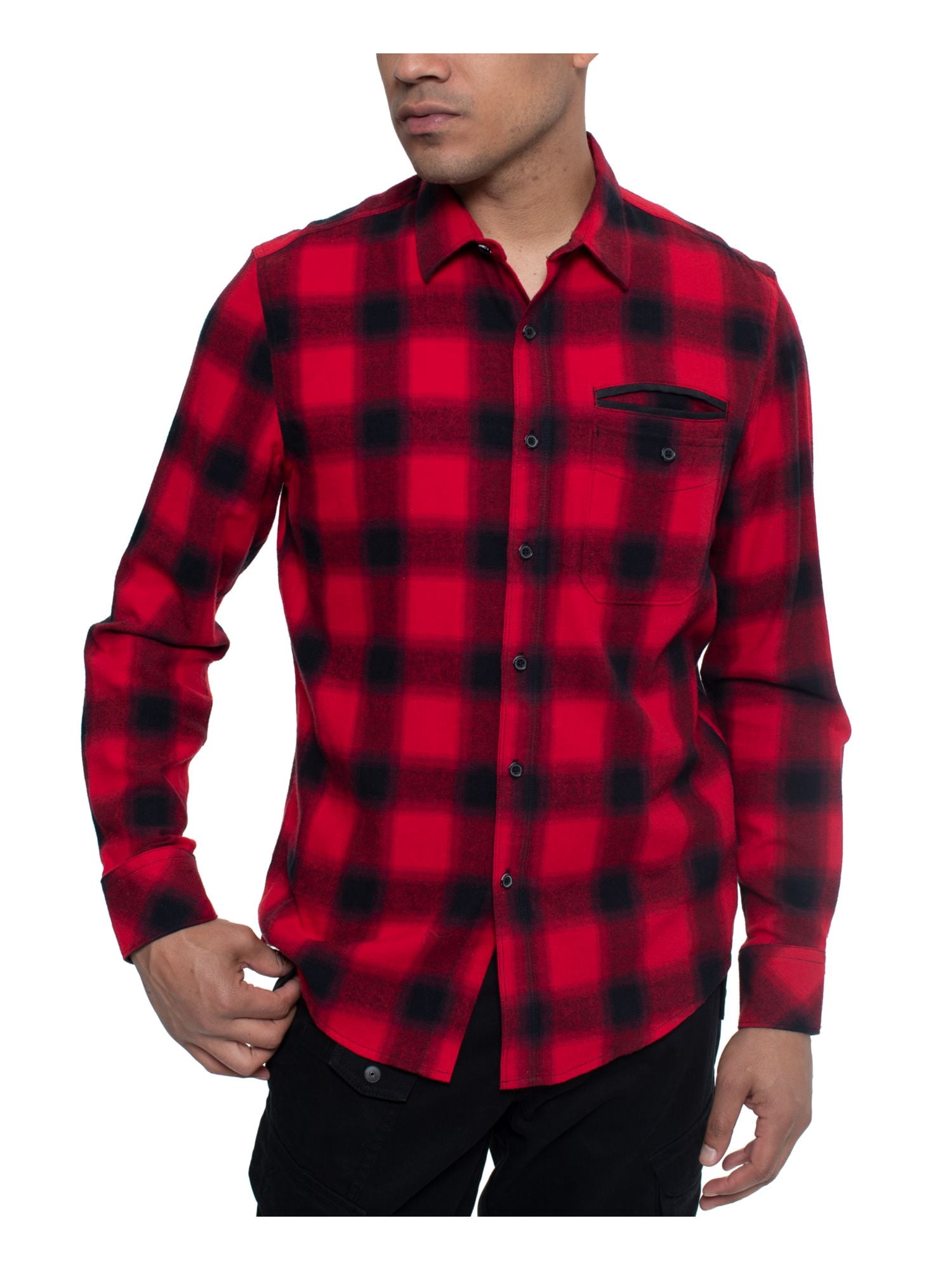 SEANJOHN Mens Red Plaid Collared Dress 