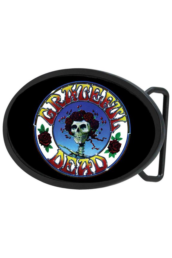 Grateful Dead Psychedelic Rock Band Rose Covered Logo Rockstar Belt Buckle