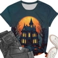thumbnail image 5 of Yanchicy Womens Crew Neck T Shirt Seasonal Halloween Graphic Short Sleeve Printed Casual Tops Ladies Fashion Clothes Autumn Holiday Everyday Outfits, 5 of 7