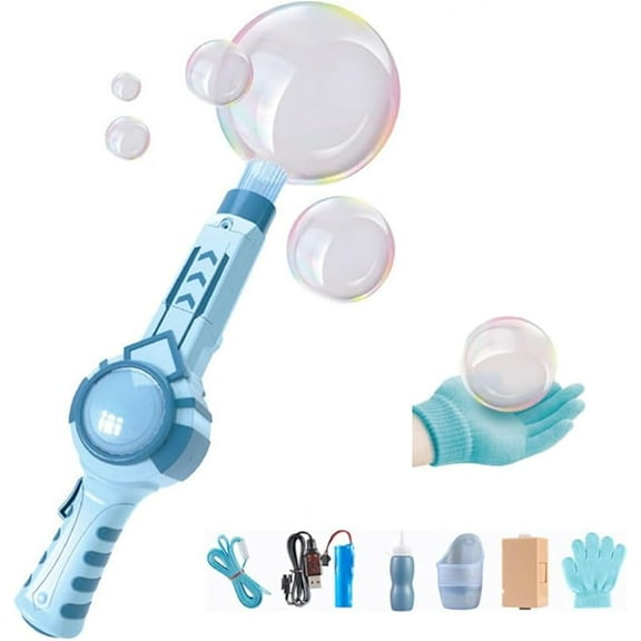 Bubble Machine, 2025 Upgraded Elastic Bubble Fog Bubble Machines, Colorful Bubble Machine, Elastic Bubble Fog Wand, Interactive Fog Bubble Machines for Party, Wedding, Birthday (Blue)