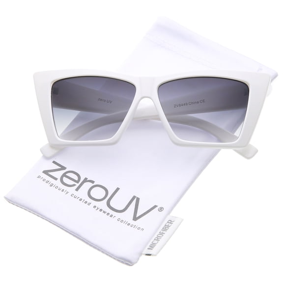 sunglassLA Female High Point Geometric Frame Square Lens Cat Eye Sunglasses 58mm (White / Lavender) - 58mm