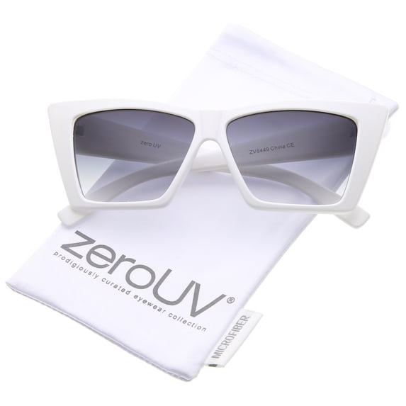 sunglassLA Female High Point Geometric Frame Square Lens Cat Eye Sunglasses 58mm (White / Lavender) - 58mm