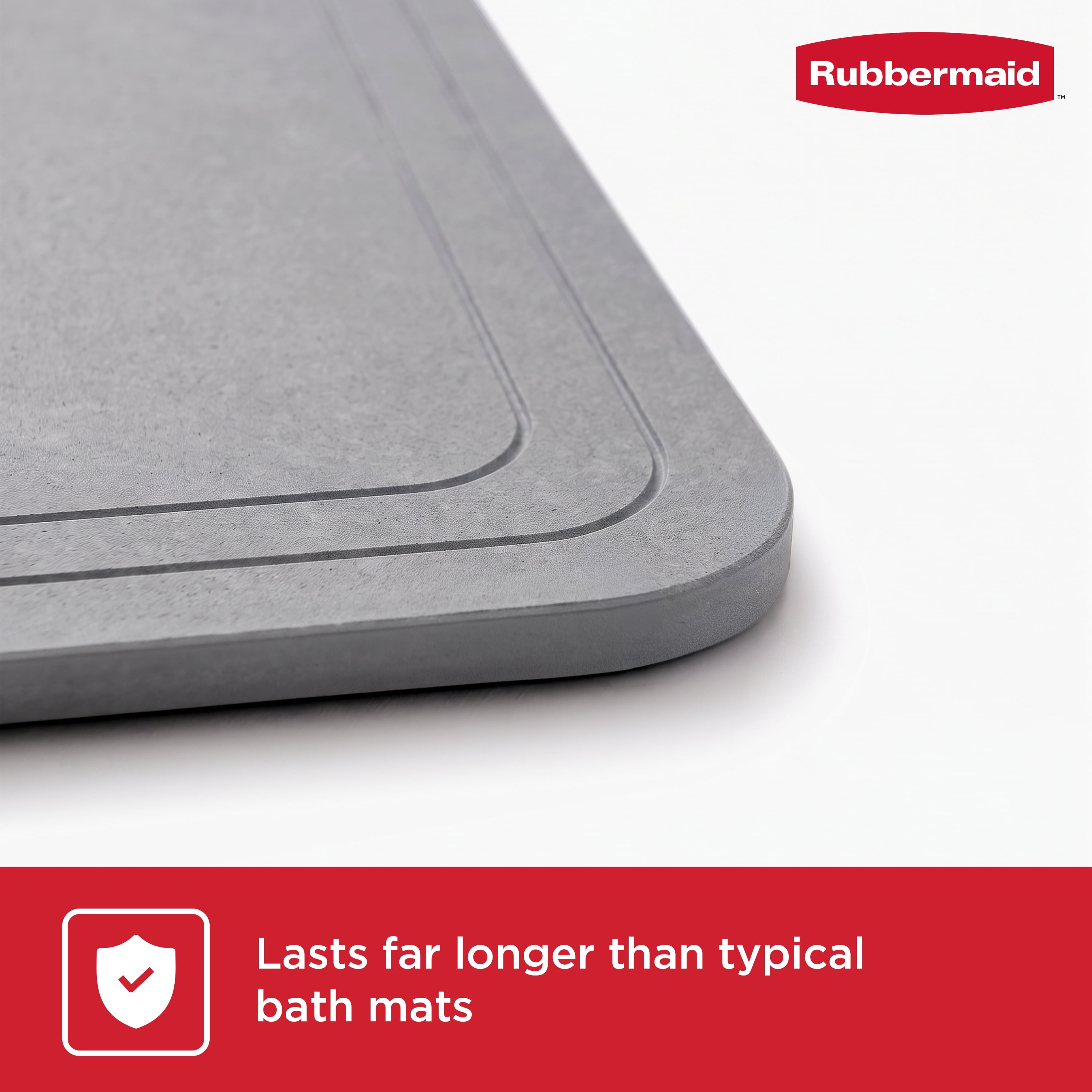 Rubbermaid Gray Stone Bath Mat, Diatomaceous Earth Shower Mat, Non-Slip, Absorbent, Quick Drying, for Bathroom Floor, 23.6" x 15.3"