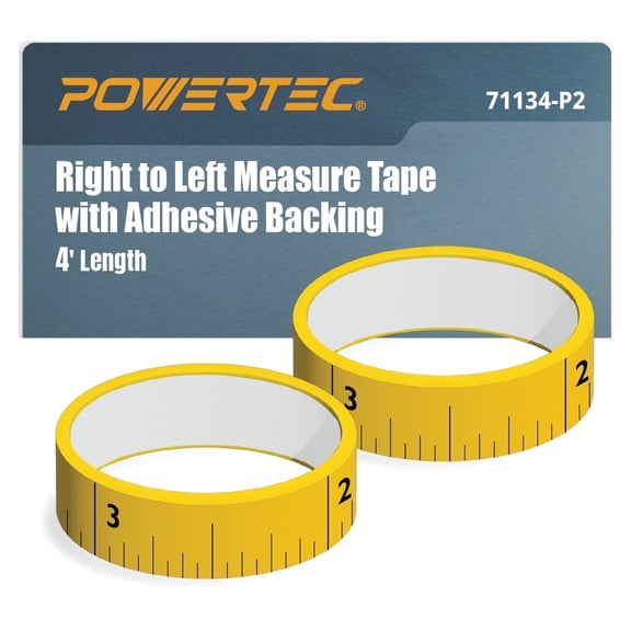 POWERTEC 2PK Right to Left Measure Tape with Adhesive Backing, 4' , 71134-P2