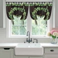 thumbnail image 4 of Spring Eucalyptus Leaves Balloon Curtains for Living Room/French Door, Farmhouse Botanical Brown Wood Tie Up Curtains 63 Inch Length Energy Saving Kitchen Curtains Shades for Windows 42"x63", 4 of 8