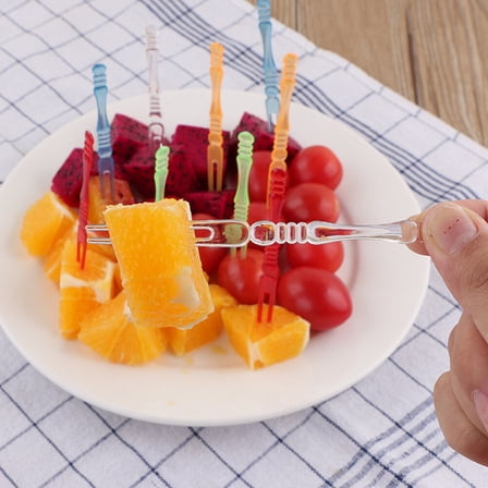 Omeite Plastic disposable fruit fork cake fork (colorful) 80 pieces/pack