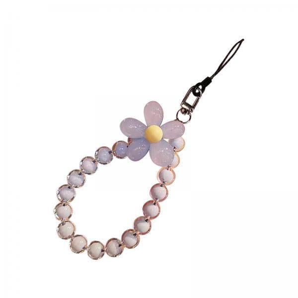 Cordón para teléfono con dije,Cordón para teléfono móvil con flores y cuentas,Bonita correa de muñeca universal con cuentas para teléfono,Cadena para teléfono con cordón de cuentas y