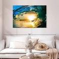 thumbnail image 2 of Elephant Stock Dynamic Ocean Wave Wall Art - Horizontal Canvas Wall Art - Hallway Wall Decor - Beach Canvas - Orange And Teal Decor - 45" x 30", 2 of 8