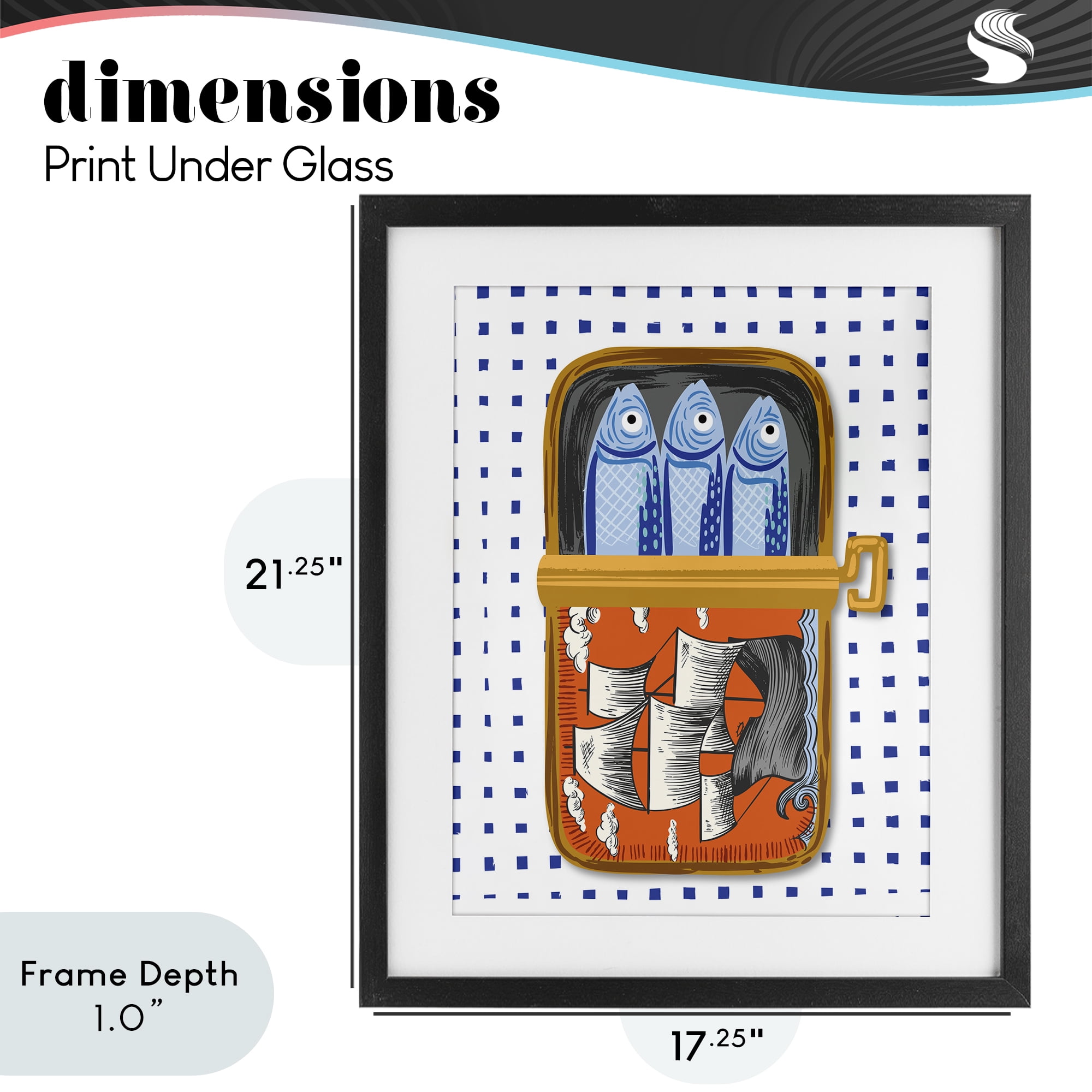 Stupell Industries Retro Nautical Sardines Tin Black Framed Print Under Glass, design by Arrolynn Weiderhold