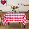 thumbnail image 2 of Valentine''s Day Checkered Fabric Rectangle Table Cloth- 60 x 120 Inch -Polyester Heart Pattern Tablecloth, Table Cover Protector for Party, Wedding, Valentine Decoration Use, Red & White, 2 of 6