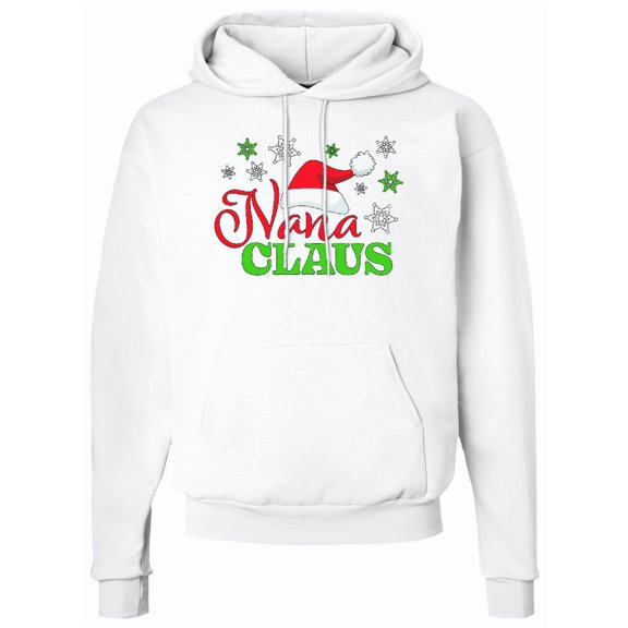 Inktastic Nana Claus with Christmas Santa Hat and Snowflakes Adult Hoodie Sweatshirt