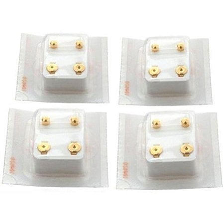 4 24K Gold Earrings Plated Ball Stud Piercing