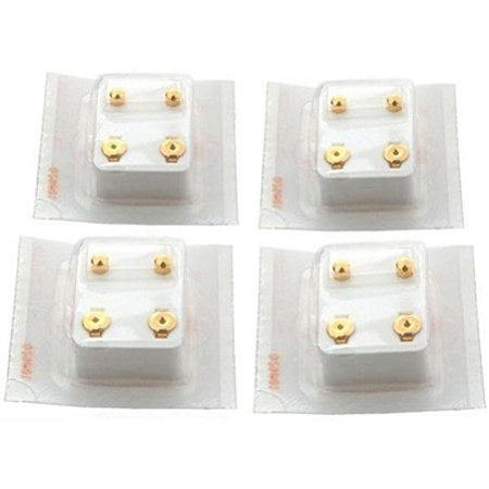 4 24K Gold Earrings Plated Ball Stud Piercing Jewelry